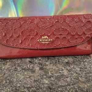 Coach Red Patent Leather Envelope Wallet